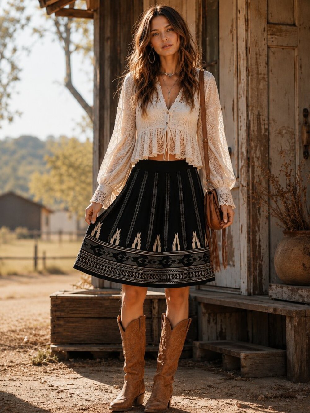 Boho Western Sweater Skirt